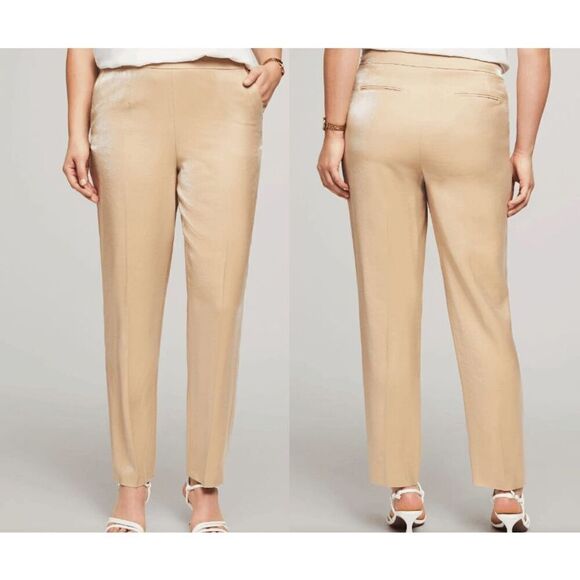 Anne Klein Women's Light Coffee Shimmer Twill Side Zip Pants 16 - Picture 1 of 8